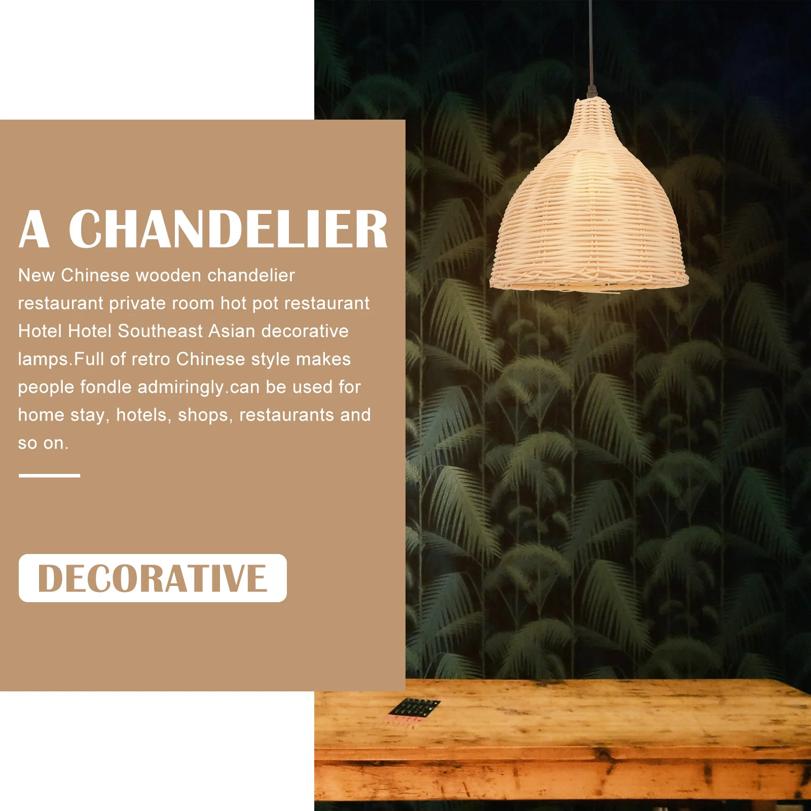 

1Set New Chinese Style Woven Pendant Lamp Creative Rattan Ceiling Light for Bedroom Restaurant Home Hanging Decor