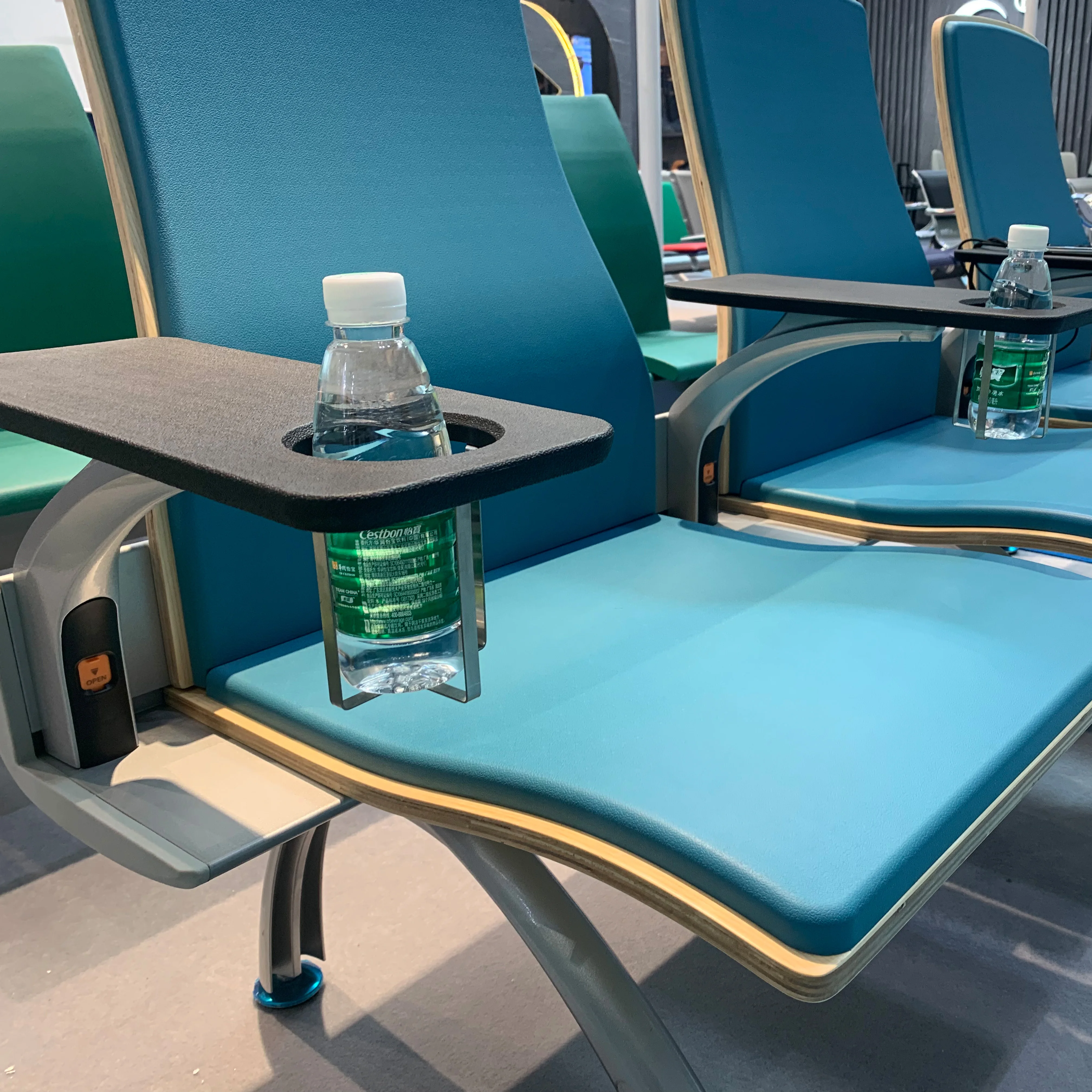 Luxury 3-Seat Waiting Chair High Quality Blue Metal Design for Airport Hospital Bus Station School Mall Use
