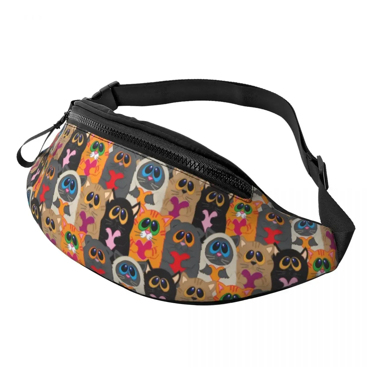 Personalized Cute Cats Fanny Pack for Women Men Cool Cartoon Animal Kitten Crossbody Waist Bag Cycling Camping Phone Money Pouch