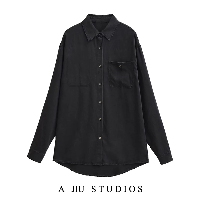 

Свободная длинная джинсовая женская повседневная драпированная верхняя одежда с защитой от солнца, тонкий топ для отдыха, модное женское пальто Bla