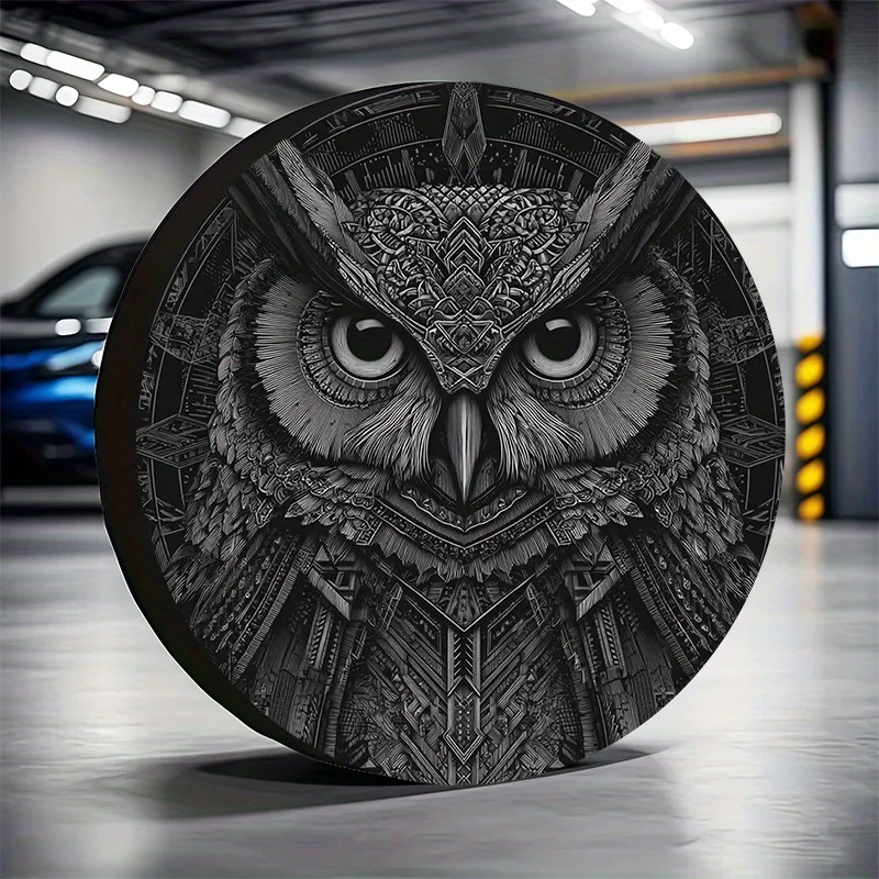 Ornate Owl Spare Tire Cover Waterproof Polyester Protector For SUV Truck Universal Fit