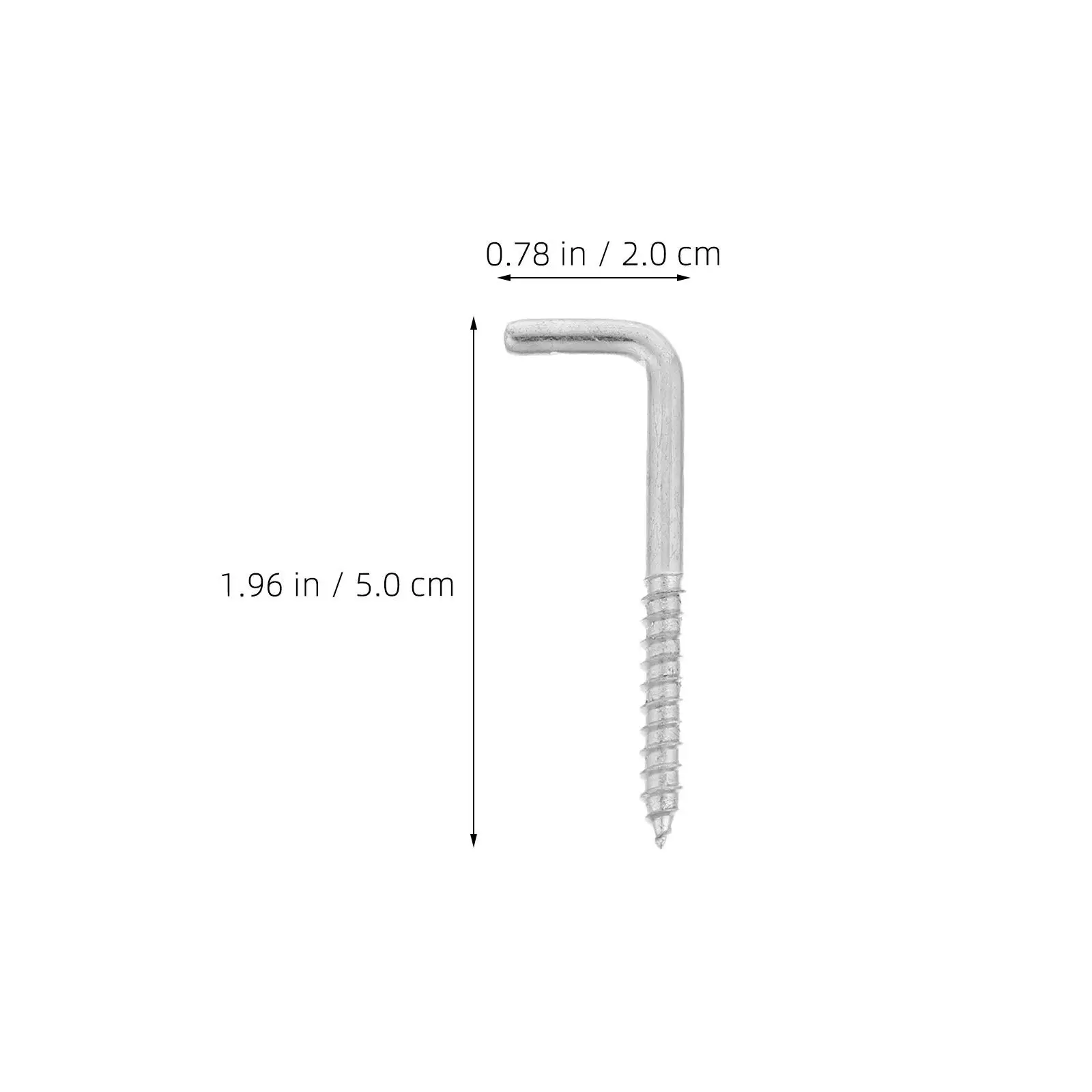 50Pcs L-Shaped Self-Tapping Stainless Steel Screw Hooks 2 Inch Threaded Wall Mount Hooks for Home Storage Organization