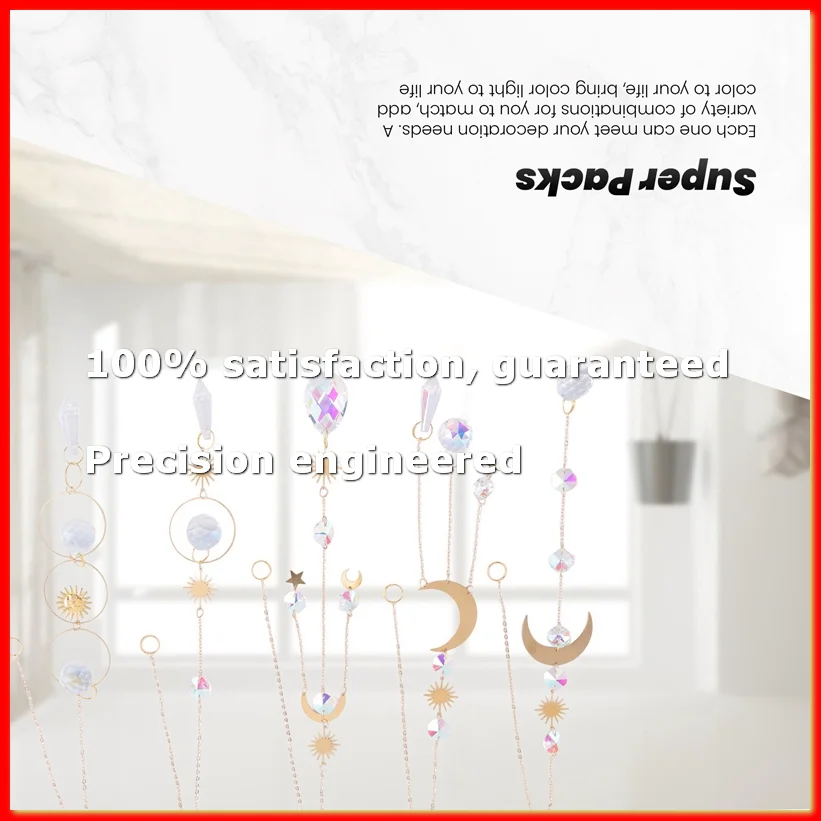 6 Stück Bunte Kristall-Sonnenfänger mit Kette, Anhänger-Ornament, Kristallkugeln für Fenster und Garten - A09G