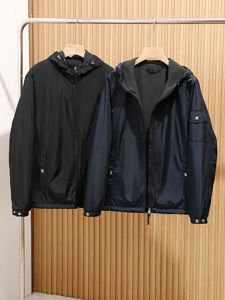 

Мужская куртка с шерстяным наполнителем, легкая повседневная осенне-зимняя куртка, ветрозащитная теплая хлопковая куртка с капюшоном, повседневная куртка