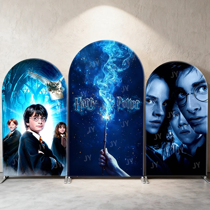 

Harry Potter Magic Wand & Starry Theme Arch Backdrop Cover Classic Movie Scene For Kids Birthday Baby Shower Photo Booth Decor