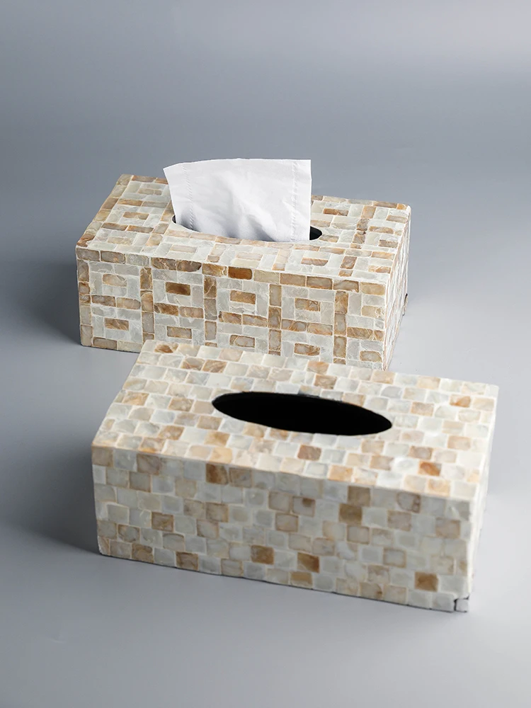 Colorful Shell Decor Tissue Box Creative Ins Style Luxury Home Paper Holder Living Room Storage
