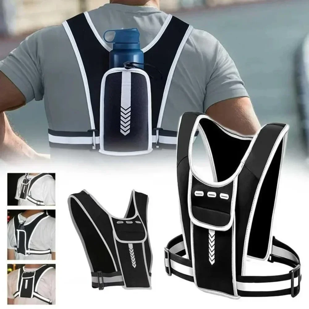 

Running Vest Chest Phone Holder Reflective Workout Gear Sport Water Bag Backpack Cycling Trail Hydration Knapsack Water Rucksack