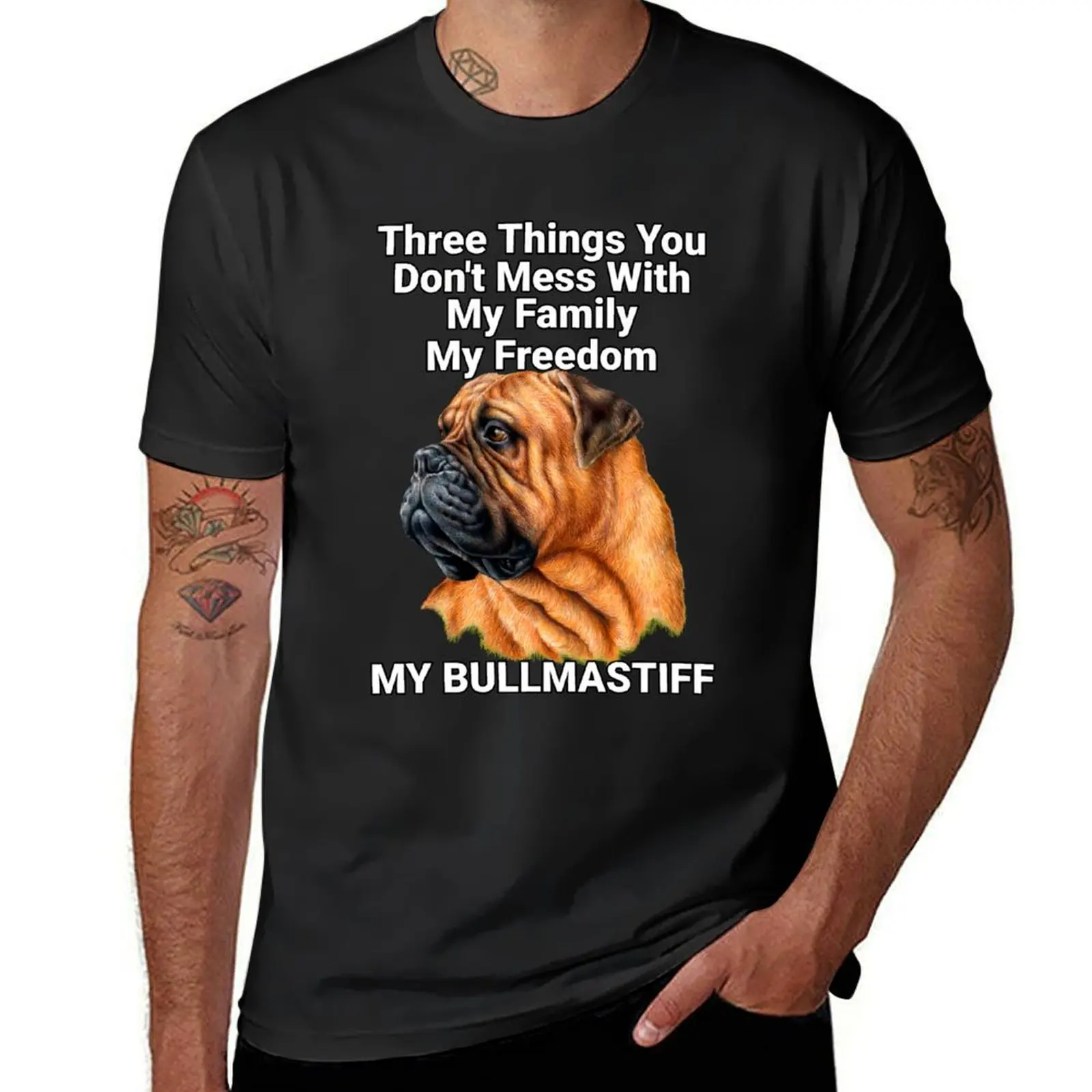 Three Things You Don't Want To Mess With Bullmastiff Dog T-Shirt Short sleeve tee tees slim fit t shirts for men