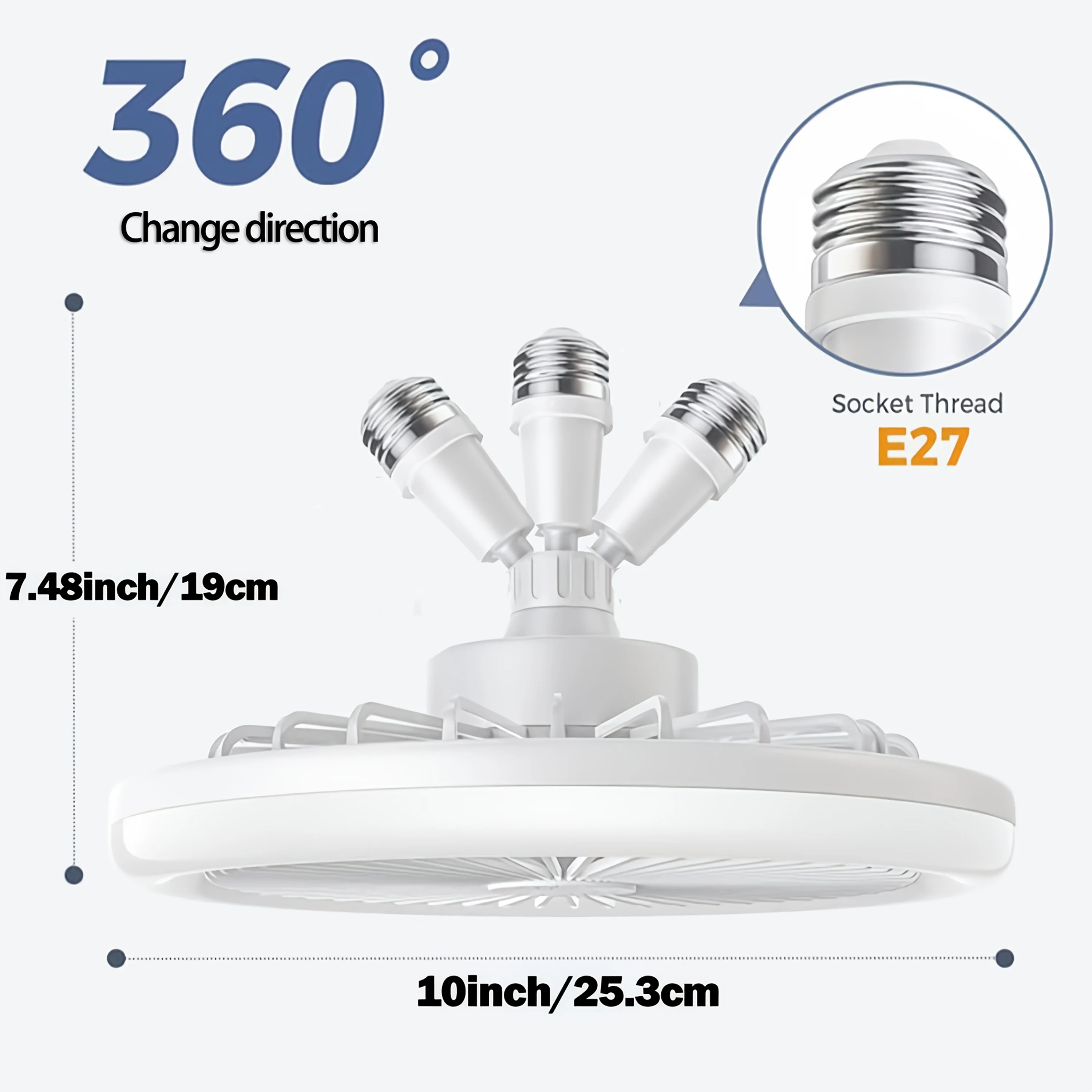 30W E27  LED Ceiling Fan with Light Remote Control Dimmable Ceiling Bulb with Cooling Fan 3 Modes Indoor Bedroom Chandelier