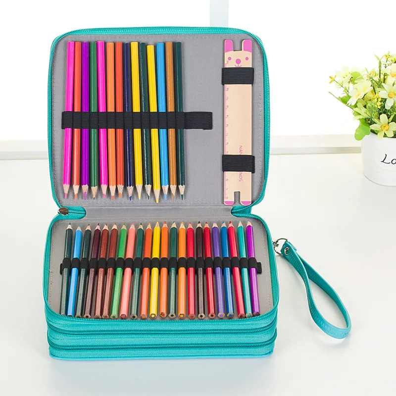 Grande Capacidade Desenho Pintura Marcador Pen Bag, Lápis Storage Case, Zipper Pouch, bolsa, 120 cores, 1Pc