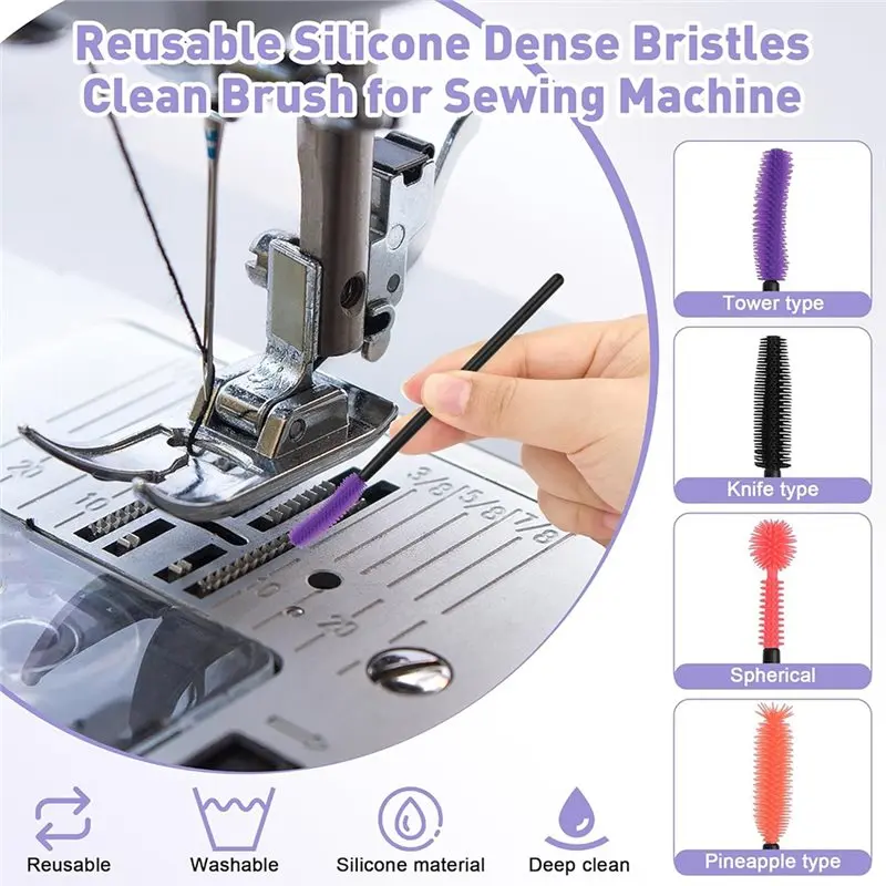 YANA50I Sewing Machine Cleaning Kit(36 Pcs) 2-Headed Brush, Silicone Dense Hair Brush, Tweezers Screwdriver