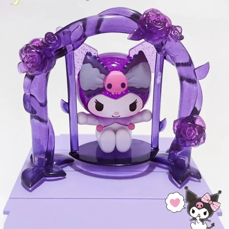 정품 Kuromi 드림 로즈 가든 블라인드 박스 Kawaii Kuromi 애니메이션 주변기기 데스크탑 장식 장식 모델 깜짝 선물