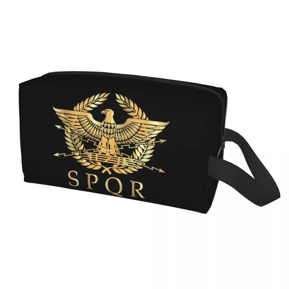 Vintage Gold Roman Empire Byzantine Eagle Emblem Travel Toiletry Bag Rome SPQR Makeup Cosmetic Organizer Beauty Storage Dopp Kit