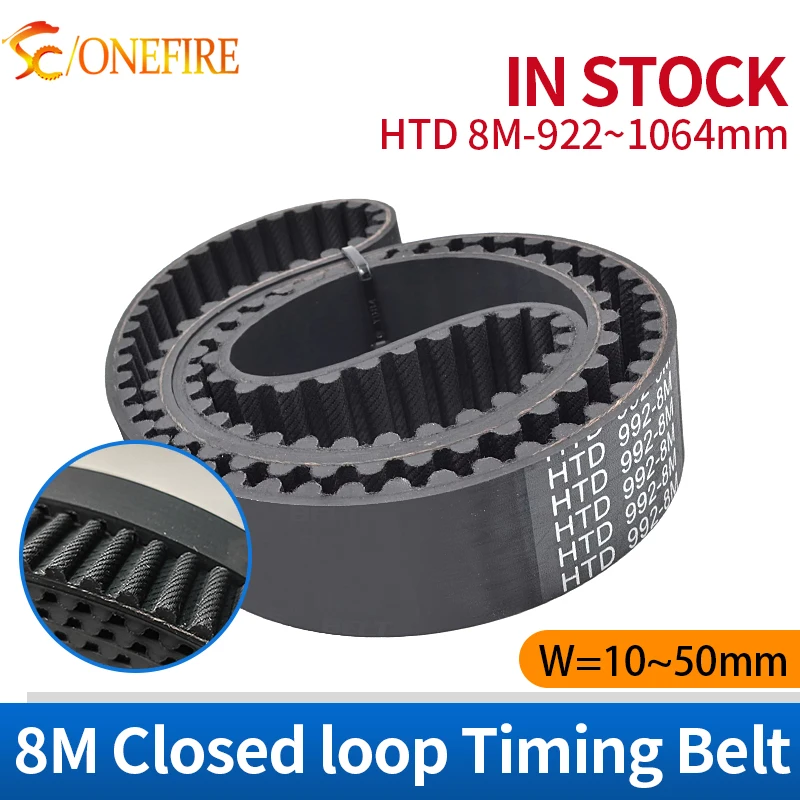 HTD 8M Rubber Timing Belt Length 992 1000 1008 1016 1024 1032 1040 1048 1056 1064mm Width10~50mm Synchronous Closed loop belts