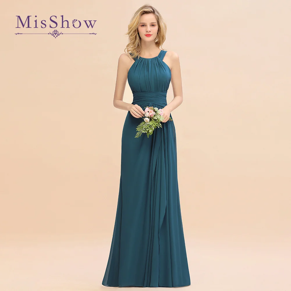 MisShow Elegant Pleated Long Bridesmaid Dresses For Wedding Party 2024 Women Formal Chiffon Prom Evening Gowns Custom Made