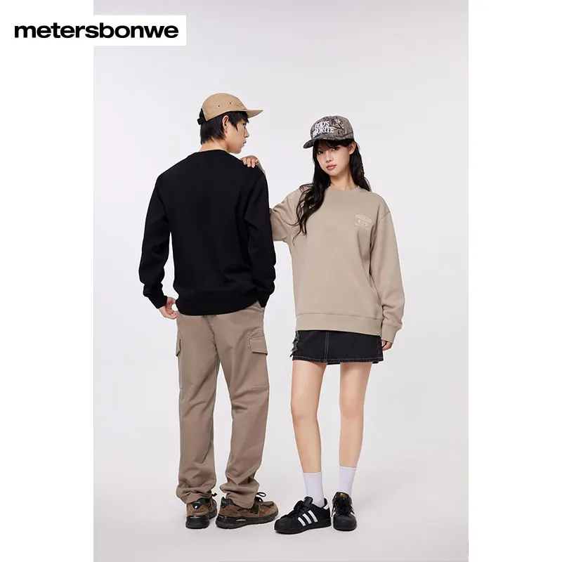 Metersbonwe Hoddie Men Women Winter  New Unisex Print Round Neck Pullover With High-Quality Brand Top