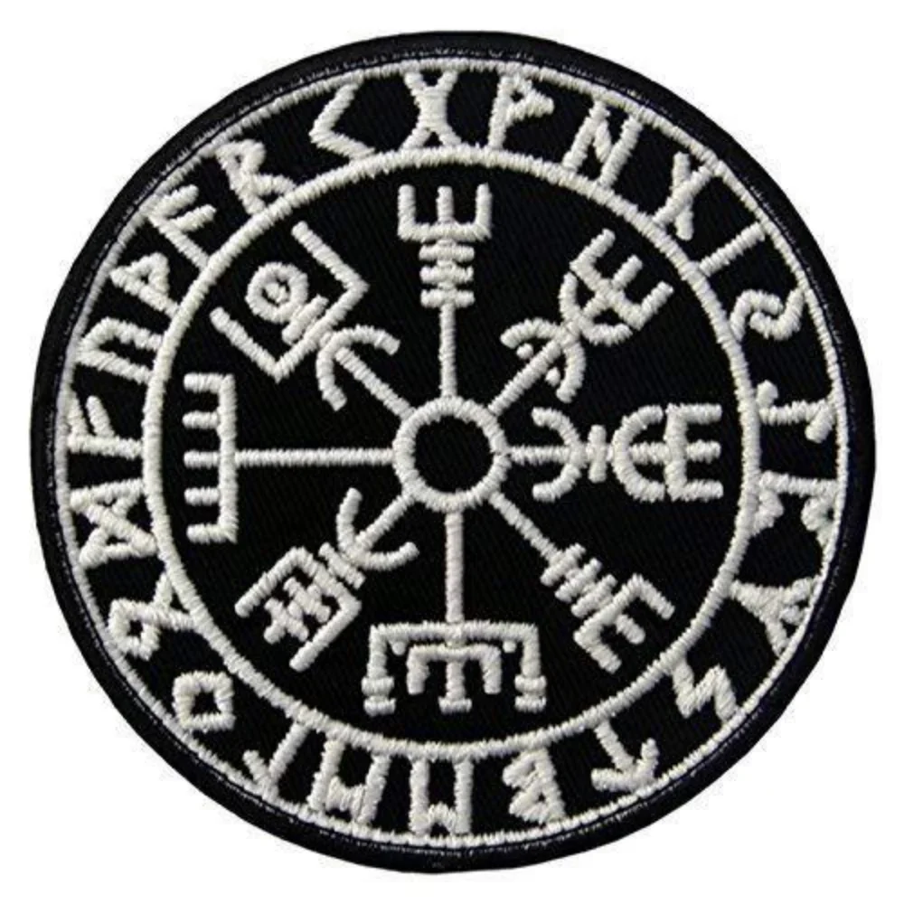 Nordic Viking Patches Rune Emblem Military Tactical Hook and Loop Appliques Punk Patch Compass Embroidery Stickers for Backpack