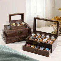 Organizador de caja de reloj de madera rústica retro - Caja de embalaje de regalo para almacenamiento de pulseras de 2/3/6/10/12/20 bits para hombres y mujeres