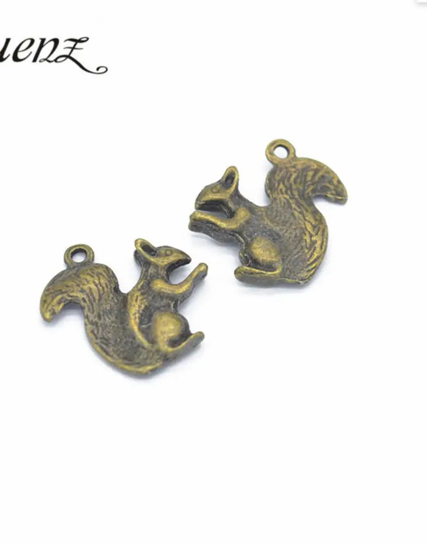 

21x18mm 40pcs Antique Bronze and Antique Silver Plated Squirrel Handmade Charms Pendant:DIY for bracelet necklace F0169