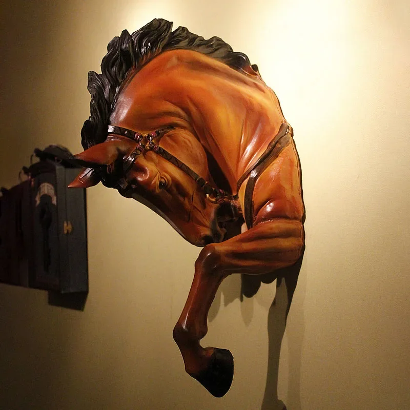 Nordic Home Decor Horse Head Statue Room Decor Retro Resin Crafts Pendant Sculpture Wall Decoration Indoor Accessorie Figurine