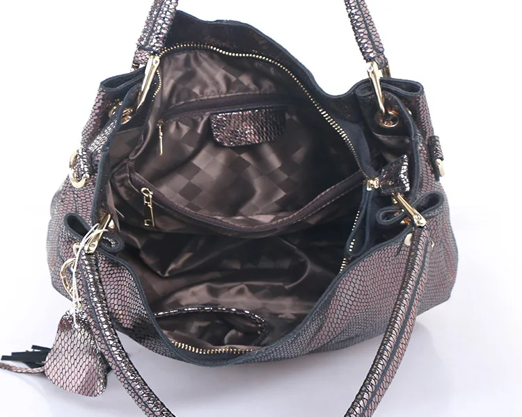 Lady Snake Print Pleated Crossbody Bags Pattern Shoulder Bag Luxury Women Serpentine Leather Tote Handbag Sac A Main Bolsas