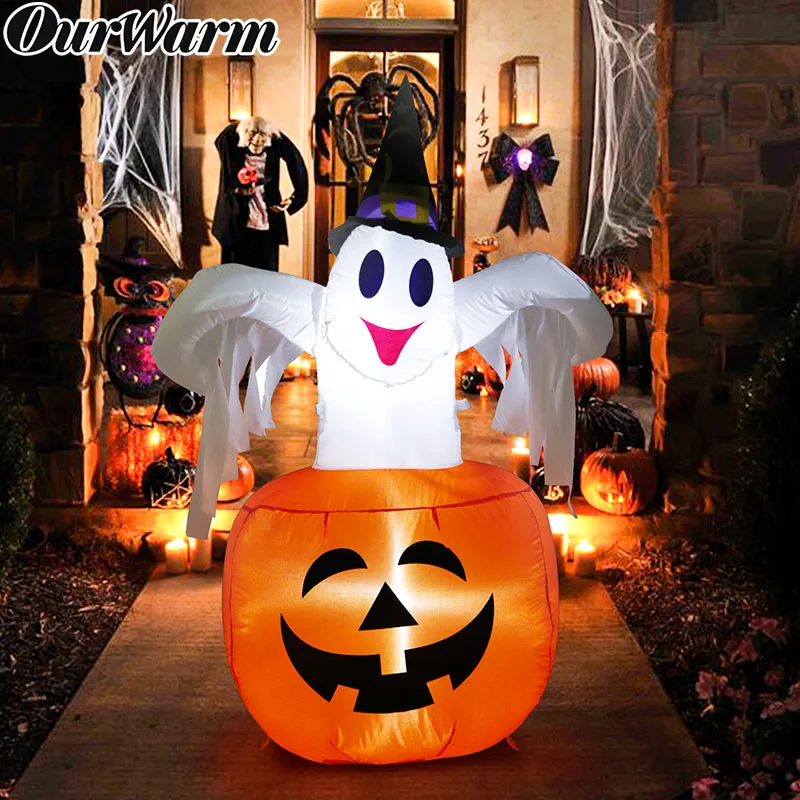 

OurWarm Halloween 2022 New Inflatable Pumpkin Ghost Elf With Lights Waterproof Dacron For Outdoor Garden Halloween Decor Supplie