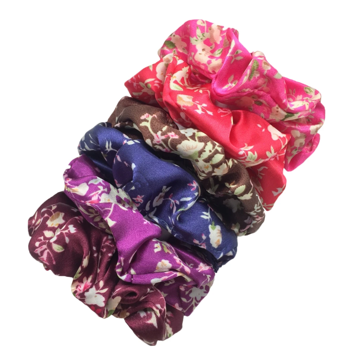 6pcs/lot Satin Scrunchies Elastic Hair Bands Ponytail Holder Ties Rubber Bands Fashion Women Accessories Print Leopard Floral