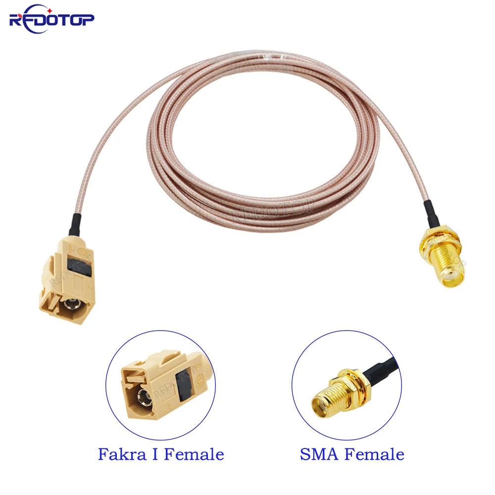 Fakra to SMA RG-316 SMA Female Jack to Fakra I Female Connector 50 Ohm Car GPS Antenna RG316 RF Coaxial Pigtail Cable 15CM-10M