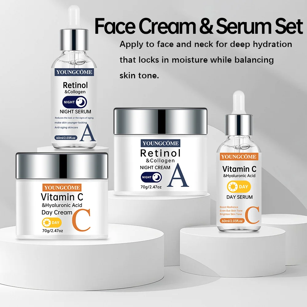 مجموعة كريم تونر للوجه من فيتامين C، كريم وجه ناعم، كريم نهاري مرطب، تقليص المسام، منتجات العناية بالبشرة #6