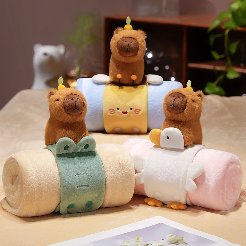 

Креативное плюшевое игрушечное одеяло с изображением капибары, большой размер, теплое детское одеяло на зиму, милая мягкая кукла с изображением капибары, пчелы, подарки для детей