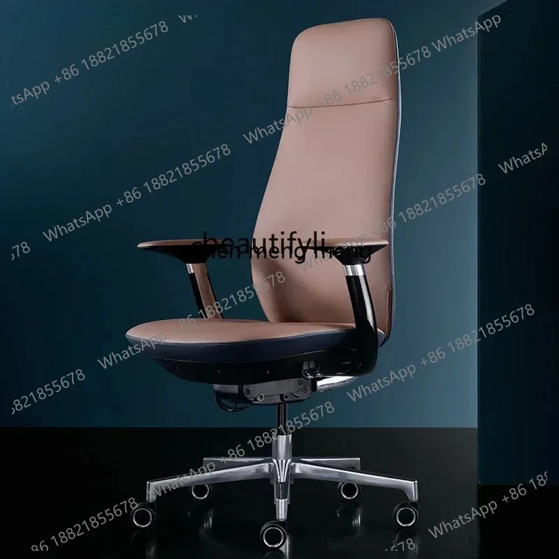 

New Arrivals Italian light luxury leather boss office comfortable computer chair high-end president swivel chair reclining study
