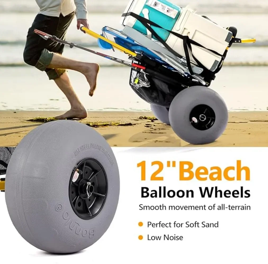 # Hot Beach Fishing Cart Beach Wagon Trolley With 12" Big Balloon Wheels For Sand Foldable Beach Trailer With 18.5" X 15" Cargo view 3
