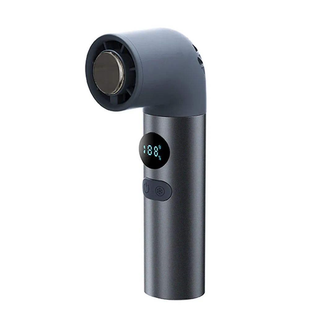 Turbo Handheld Fan Smart Display Aluminum Alloy Shell Rechargeable 6.8x4.3x15.3cm 11m3/min Airflow for Picnics Commuting