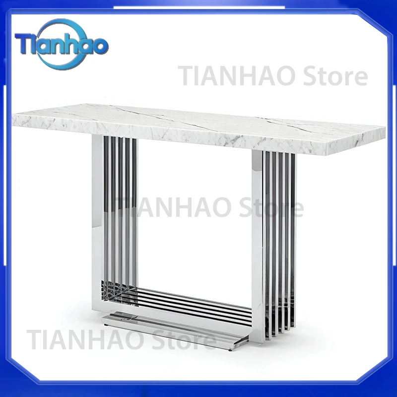 Stainless Steel Entrance Table for Modern Decor Light Luxury Corridor Cabinet Decorative Entryway Long Console Table