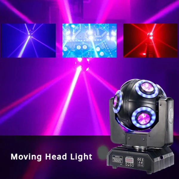 

120W LED Moving Head 8x10W Beam Light with Halo RGBW 4in1 LED DJ Stage Tilt scan 360°Rotation DMX 512 Disco Bar DJ