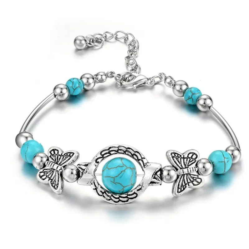 Bohemian Handmade Beads Bracelet Women Summer Natural Turquoise Chain Bangle Girls Butterfly Turtle Evil Eye Jewelry Accessories