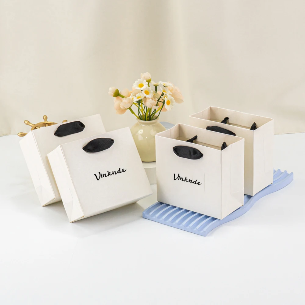 

DIY Custom 12x6x11cm Jewelry Handle Paper Tote Bag Travel Gift Packaging Box Earrings Candy Phone Organizer Pouch Wedding Favors