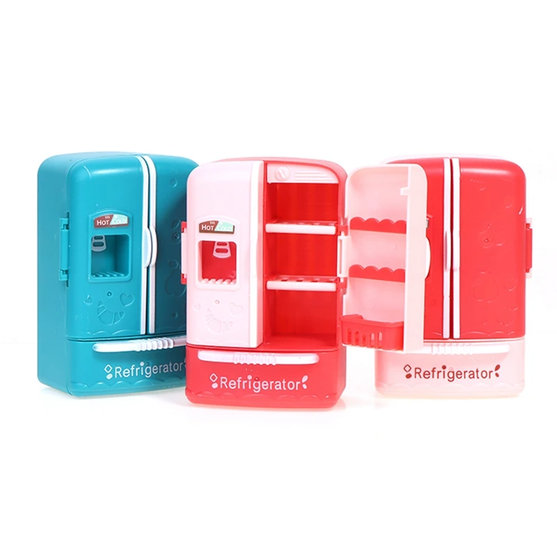 ثلاجة صغيرة مزدوجة الباب للأطفال ، محاكاة دمية المنزل ، لعب المنزل ، الديكور