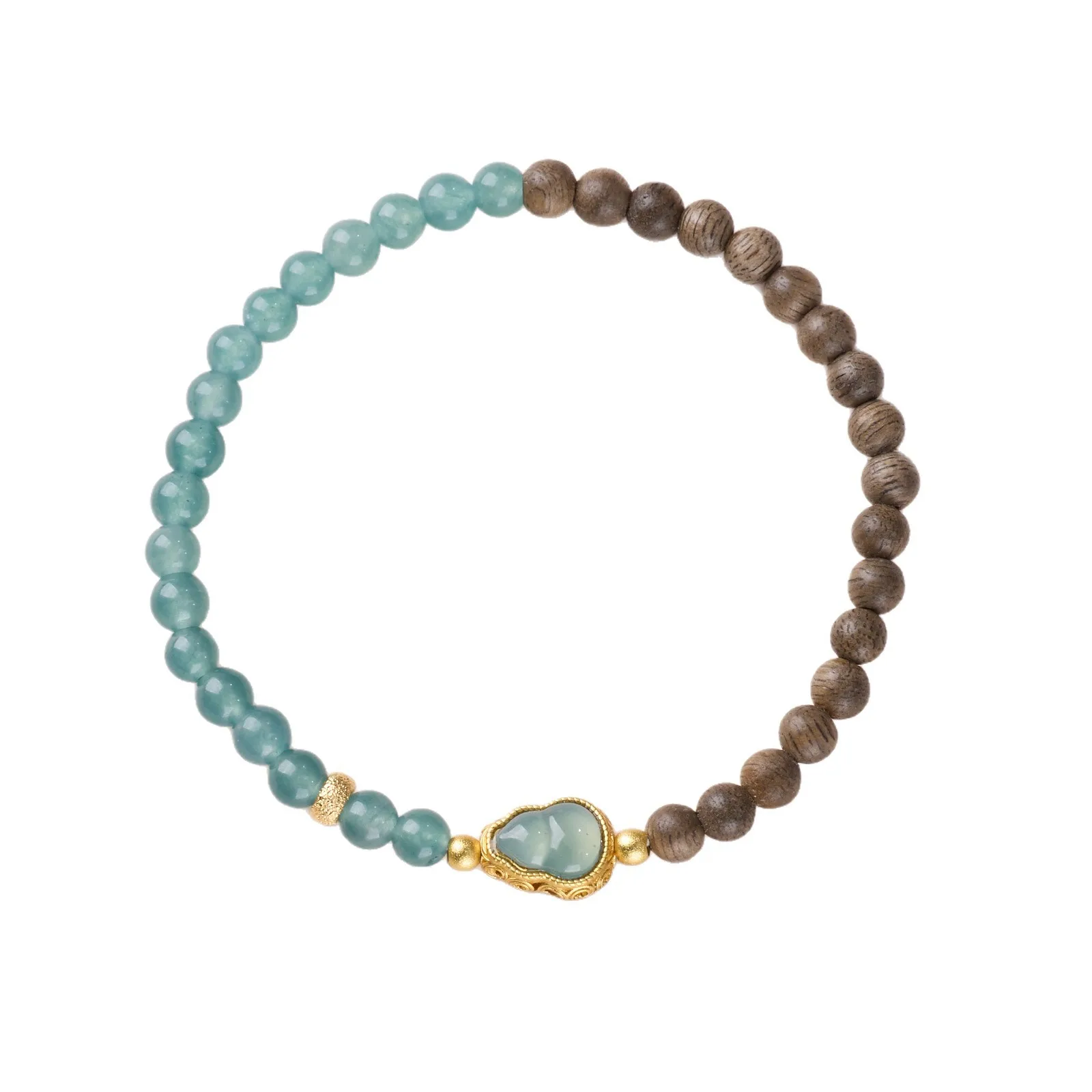 

Agarwood Blue Water Chalcedony Bracelet Gourd Beads Ladies Luxury Cultural Play Prayer Lucky Hand Jewelry Gifts