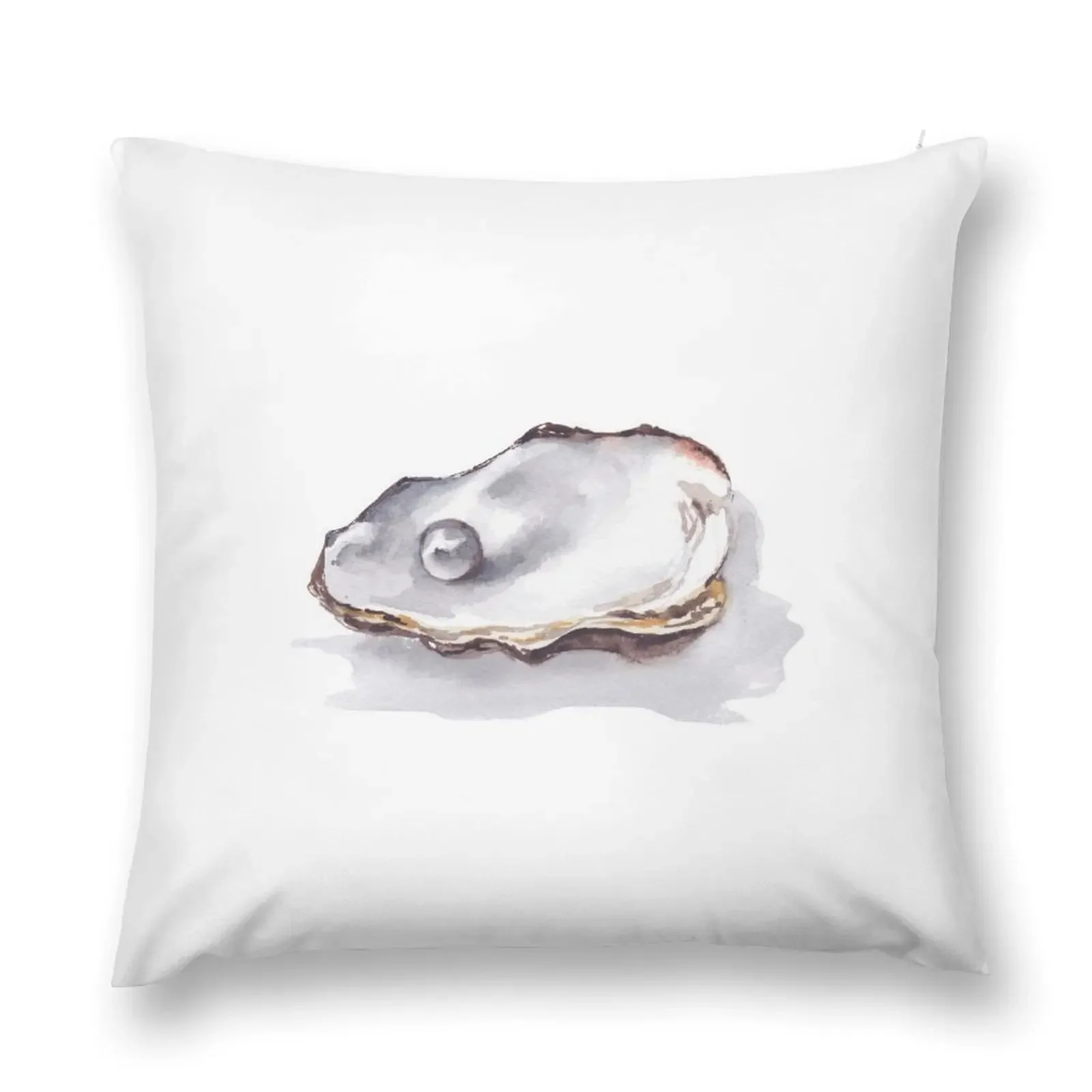 Watercolour oyster shell with a shiny pearl Throw Pillow Ornamental Pillow Decorative Sofa Cushion pillow