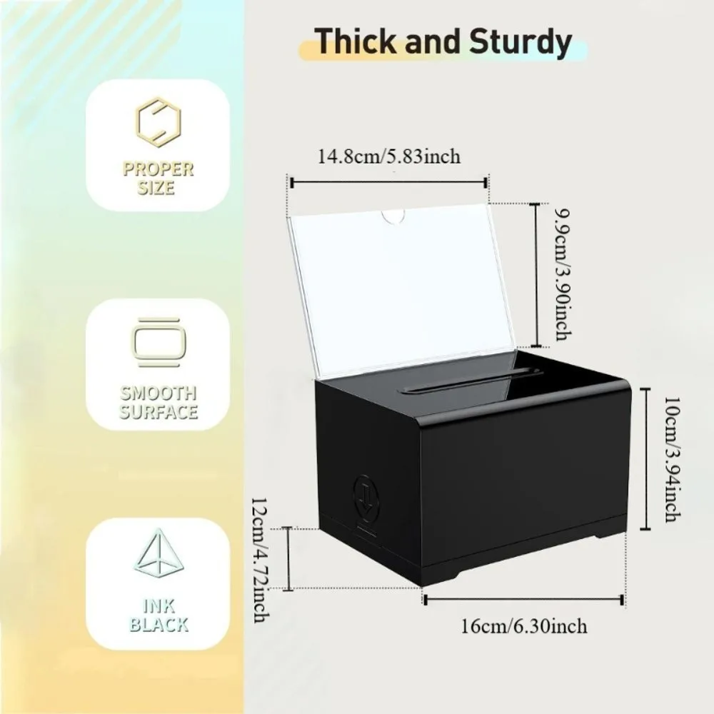 Plastic Container With Lock and Sign Holder Suggestion Box Acrylic Solid Donation Box Durable Tip Jar School