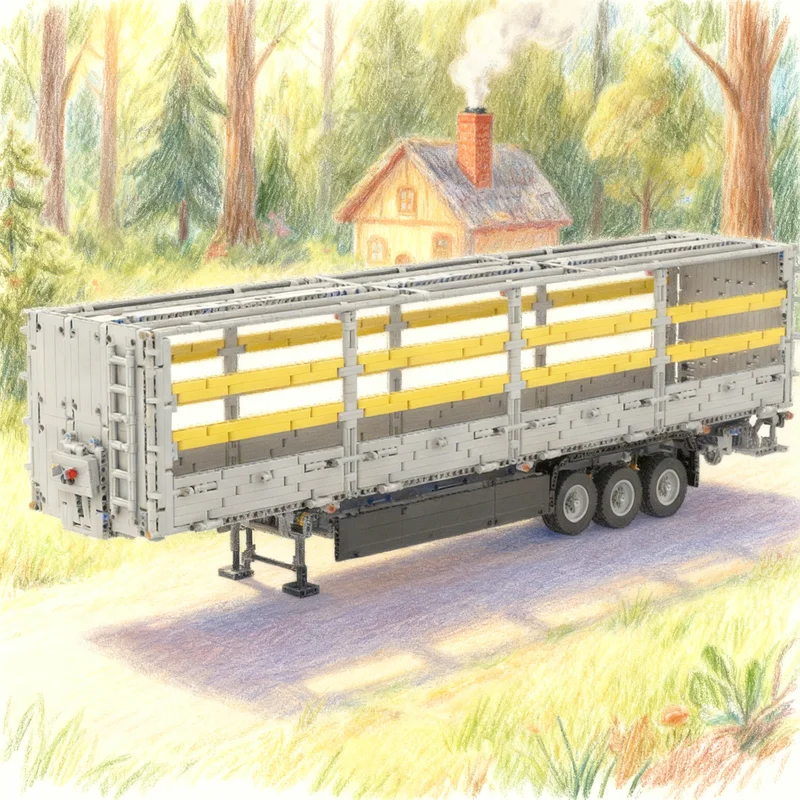 

4018 деталей MOC: Техническая модель прицепа с подъемными опорами, конструктор, креативный подарок, декор для витрины, премиум-класс