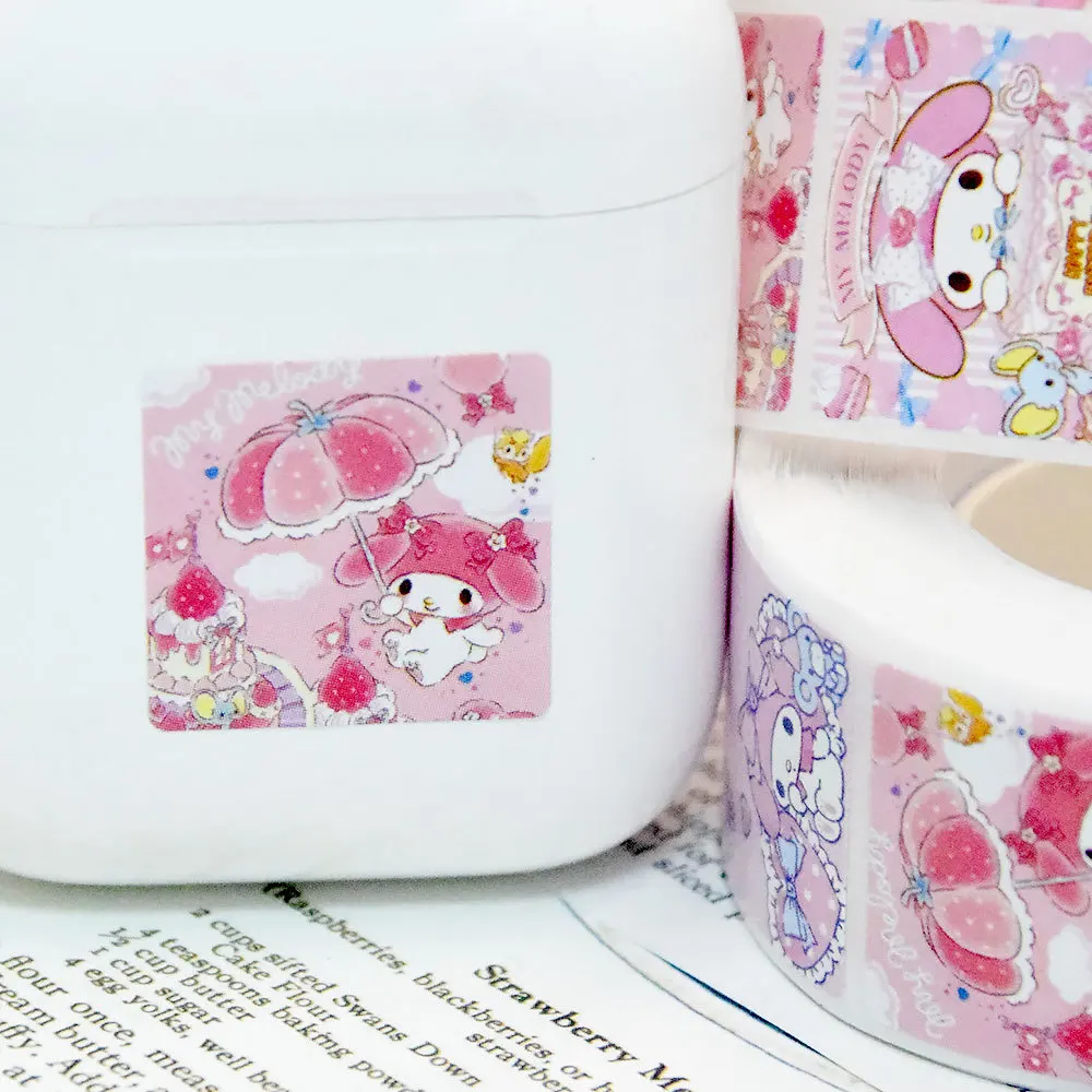 500pcs Kawaii Sanrio Thank You Sticker Roll Melody Cartoon Seal Label Decal Cute Kids Reward Sticker