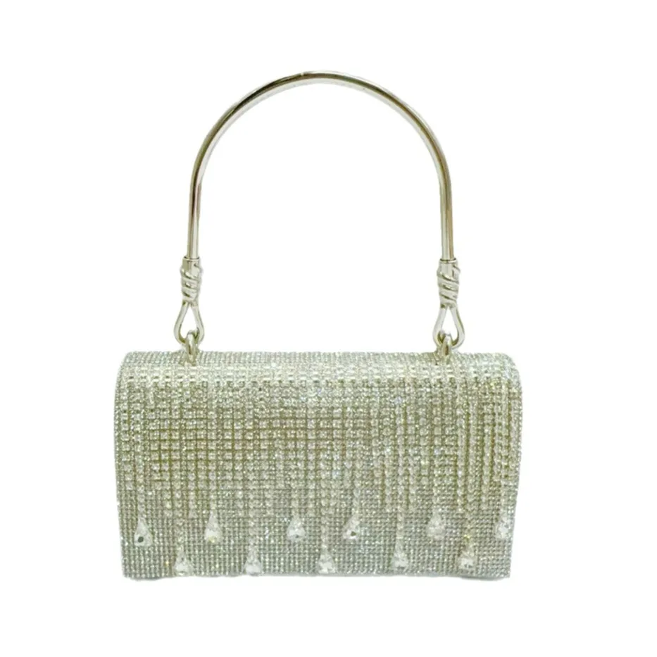 

Retro Diamond-encrusted Rhinestone Hand Bag Fringed Banquet Temperament Small Bag Women's Oblique Span Dinner Bolso Fiesta Mujer