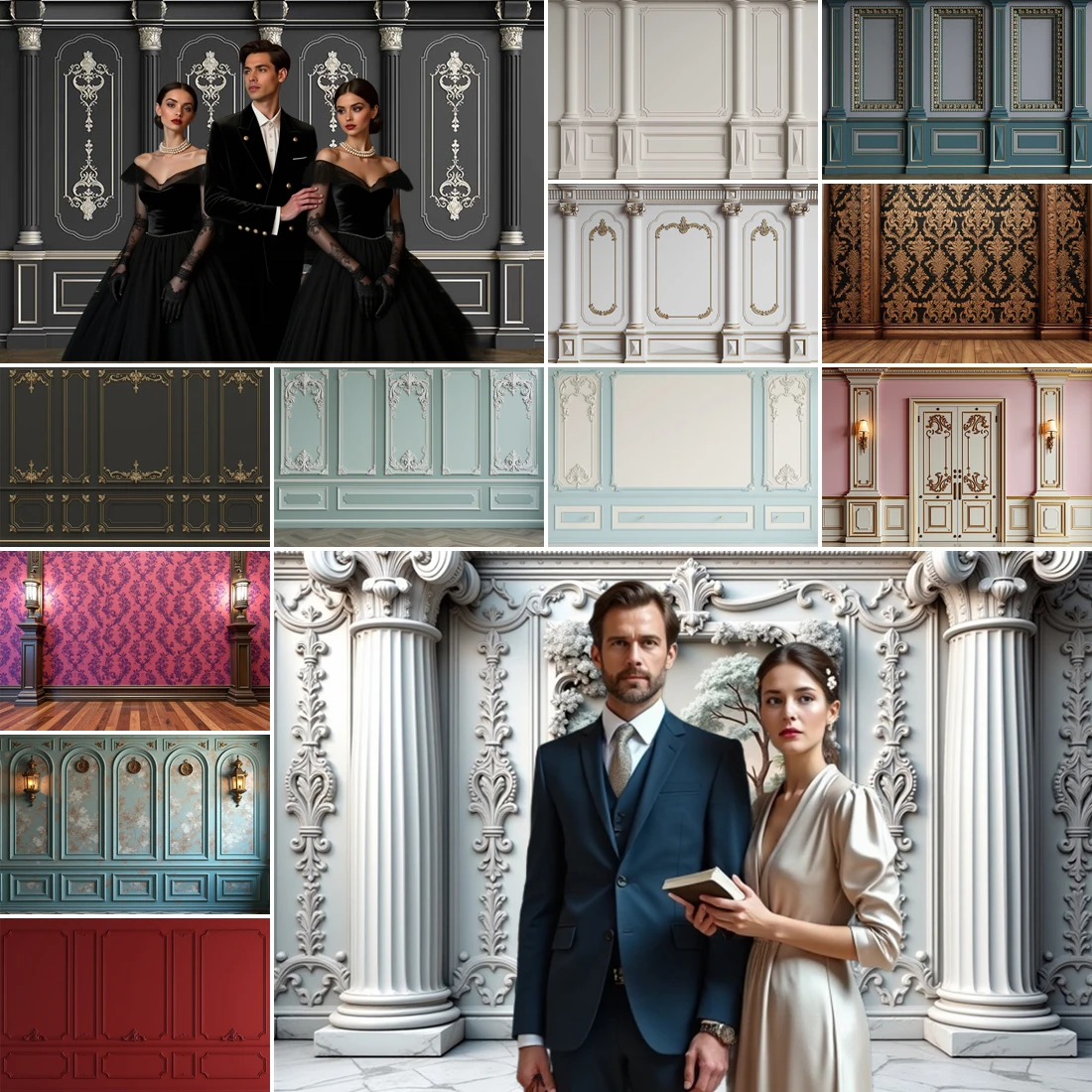 

MOON.QG Interior Retro Wall Photo Background Western Castle European Backdrops For Photography Baby Shower Decoration Birthday