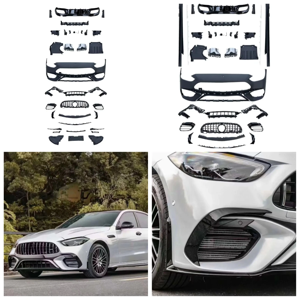 

Stlf Suitable For Benzs C-Class C260L C350el Modification Upgrade AMGsC63 Front Bumper Grille Rear Lip Tailpipe Body Surround