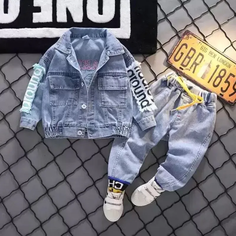 

Kids Baby Boys Denim Clothing Sets Jacket + Jeans Child Outfits Suits Children Coat Pants Suit Wears Clothes 2 4 6 7Y