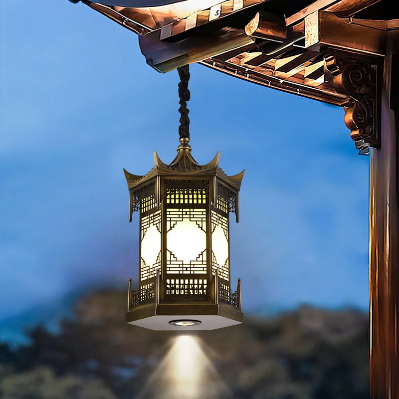 Tea room, new Chinese style, chandelier, antique, gazebo