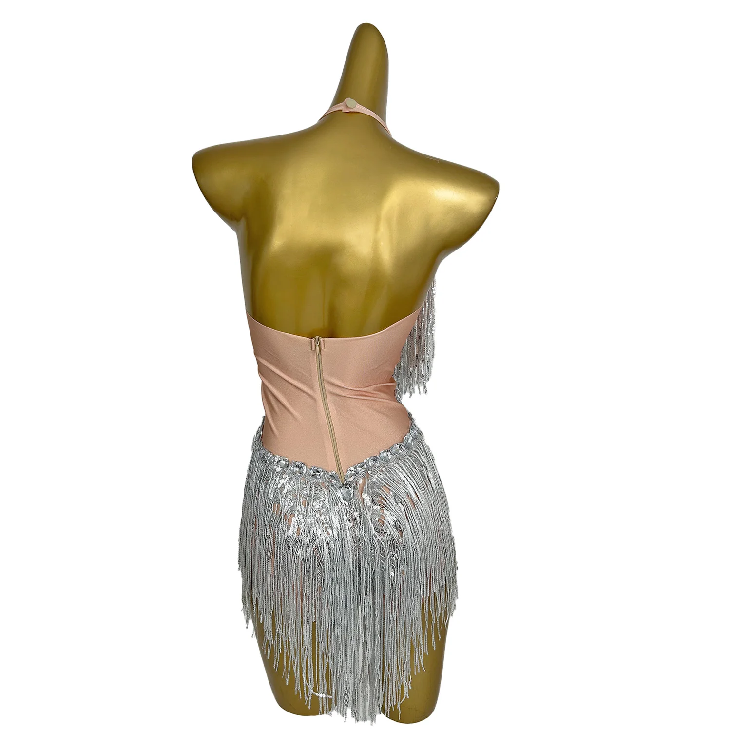 Shuye Silver Fringed Latin Dance Talent Performance Suit Female Group Backing Dance Leotard Nightclub Performance Jumpsuit