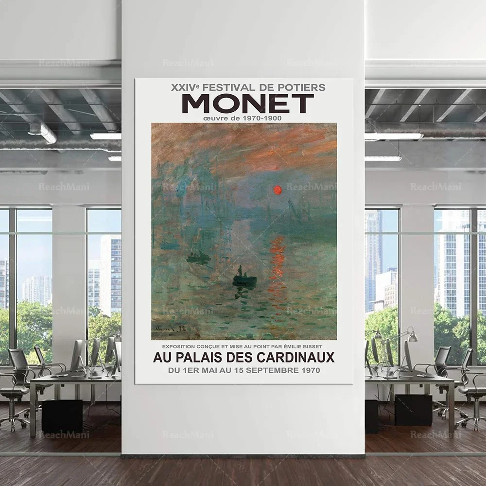 1970 French Art Gallery Exhibition Prints, Monet Art, Contemporary Wall Art Home Decor Poster